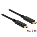 Delock USB-C -> USB-C M/M adatkábel 3m fekete PD 5A E-Marker