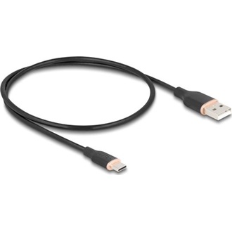 Delock USB 2.0 kábel USB A-típusú dugó - USB Type-C  dugó 0,5 m fekete Szilikon