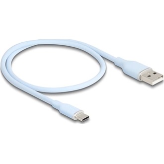 Delock USB 2.0 kábel USB A-típusú dugó - USB Type-C  dugó 0,5 m kék Szilikon