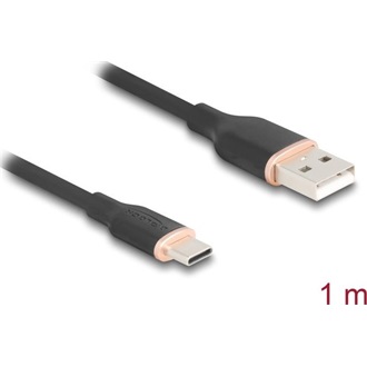 Delock USB 2.0 kábel USB A-típusú dugó - USB Type-C  dugó 1 m fekete Szilikon