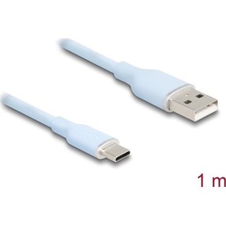 Delock USB 2.0 kábel USB A-típusú dugó - USB Type-C  dugó 1 m kék Szilikon