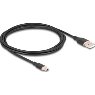 Delock USB 2.0 kábel USB A-típusú dugó - USB Type-C  dugó 2,5 m fekete Szilikon