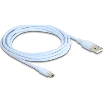 Delock USB 2.0 kábel USB A-típusú dugó - USB Type-C  dugó 2,5 m kék Szilikon