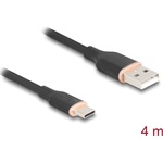 Delock USB 2.0 kábel USB A-típusú dugó - USB Type-C  dugó 4 m fekete Szilikon