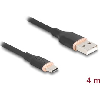 Delock USB 2.0 kábel USB A-típusú dugó - USB Type-C  dugó 4 m fekete Szilikon