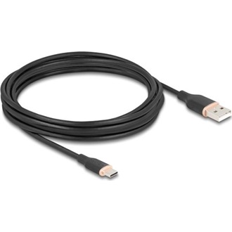 Delock USB 2.0 kábel USB A-típusú dugó - USB Type-C  dugó 4 m fekete Szilikon