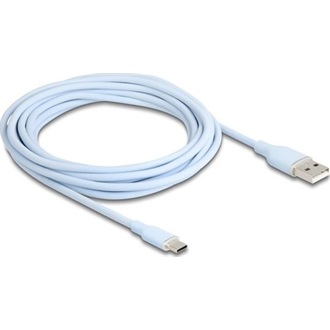 Delock USB 2.0 kábel USB A-típusú dugó - USB Type-C  dugó 4 m kék Szilikon