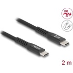 Delock USB 2.0 kábel USB Type-C  apa   apa mágneses textil borítással PD 3.0 60 W 2 m