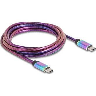 Delock USB 2.0 kábel USB Type-C  apa   apa váltakozó színű fém borítással PD 3.0 60 W 2 m
