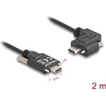 Delock USB-C -> USB-C M/M adatkábel 2m fekete rögzítő csavarokkal, egyenes/90°