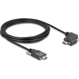 Delock USB-C -> USB-C M/M adatkábel 3m fekete rögzítő csavarokkal, egyenes/90°