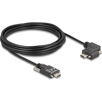 Delock USB-C -> USB-C M/M adatkábel 5m fekete rögzítő csavarokkal, egyenes/90°