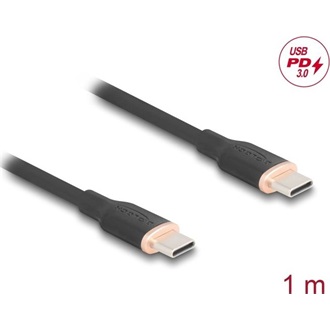 Delock USB 2.0 kábel USB Type-C  dugó - dugó PD 3.0 60 W 1 m fekete Szilikon