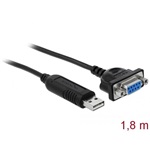 Delock USB-A 2.0 -> Serial RS-232 DB9 M/F adatkábel 1.8m fekete