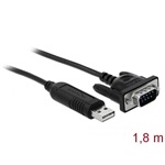 Delock USB-A 2.0 -> Serial RS-232 DB9 M/M adatkábel 1.8m fekete