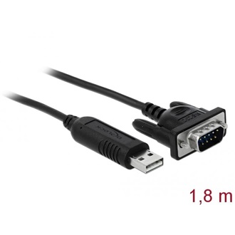 Delock USB-A 2.0 -> Serial RS-232 DB9 M/M adatkábel 1.8m fekete