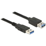 Delock USB-A 3.0 - USB-A 3.0 M/F adatkábel hosszabbító 1.5m fekete