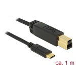 Delock USB-C -> USB-B 2.0 M/M adatkábel 1m fekete