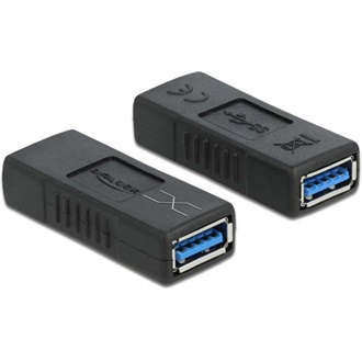 Delock USB-A 3.0 -> USB-A 3.0 F/F adapter fekete Cross