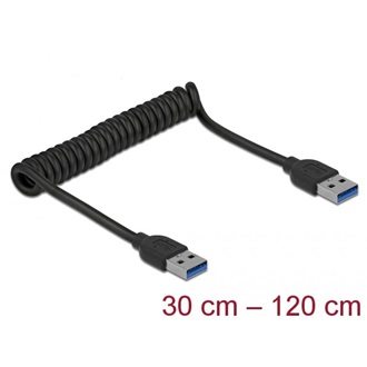 Delock USB-A 3.0 -> USB-A 3.0 M/M adatkábel 1.2m fekete csavart