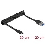 Delock USB-C 3.2 Gen2 -> USB-A 3.2 Gen 2 M/M adatkábel 1.2m fekete csavart