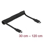Delock USB-C 3.1 Gen2 -> USB-C 3.1 Gen2 M/M adatkábel 1.2m fekete csavart, PD 3 A E-Marker