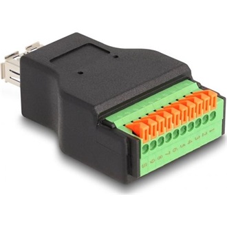 Delock USB-A 3.2 Gen1 -> Terminal block 10pin F/F adapter fekete