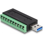 Delock USB-A 3.2 Gen1 -> Terminal block 10pin M/F adapter fekete
