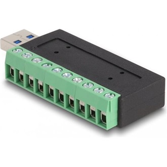 Delock USB-A 3.2 Gen1 -> Terminal block 10pin M/F adapter fekete