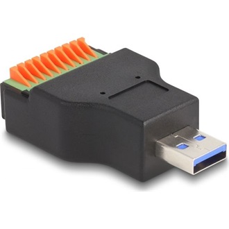 Delock USB-A 3.2 Gen1 -> Terminal block 10pin M/F adapter fekete