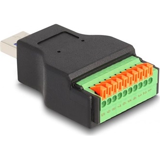 Delock USB-A 3.2 Gen1 -> Terminal block 10pin M/F adapter fekete