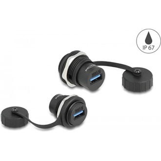 Delock USB 3.2 Gen 1 A-típusú beépített csatlakozó védő fedéllel IP67 por- és vízálló