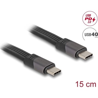 Delock USB 40 Gbps FPC lapos csík kábel USB Type-C  - USB Type-C  15 cm PD 3.0 100 W E-Marker