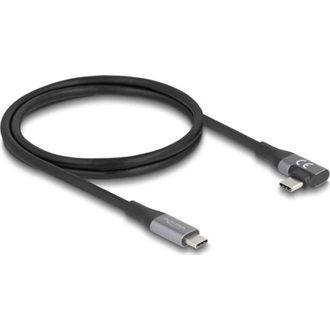 Delock USB 40 Gbps Kábel, ívelt bal / jobb, USB PD 3.1 Extended Power Range 240 W 1 m