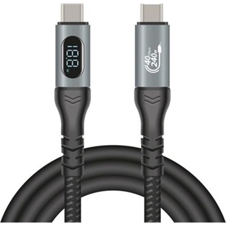 Delock USB 40 Gbps adat és gyorstöltő koax kábel 1 m hosszú, 8K 60 Hz USB PD 3.1 bővített tápszélesség 240 W