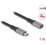 Delock USB 40 Gbps bővítő kábel USB Type-C  apa - anya PD 3.1 240 W 1 m szürke fém