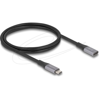 Delock USB 40 Gbps bővítő kábel USB Type-C  apa - anya PD 3.1 240 W 1 m szürke fém