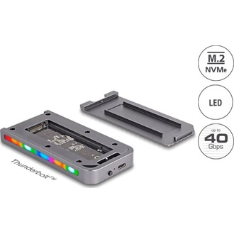 Delock USB 40 Gbps ház for 1 db. M.2 NVMe SSD játék stílusban LED fénnyel és ventilátorral   szerszám nélkül rögzíthető