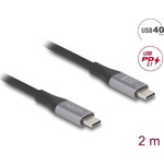 Delock USB 40 Gbps kábel USB Type-C  dugó - dugó PD 3.1 240 W E-Marker 2 m szürke fém