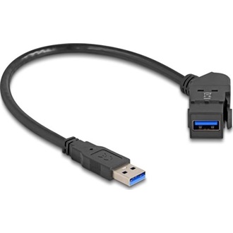 Delock USB 5 Gbps A-típusú panel tartó anya 45 -ban hajlított   A-típusú apa 30 cm kábellel, fekete