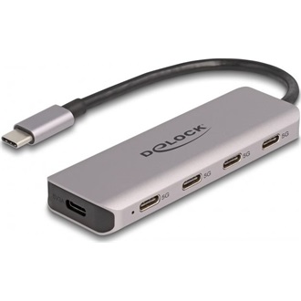 Delock USB 5 Gbps Tetején 4 USB porttal rendelkező USB Type-C  hub USB Type-C  csatlakoztatóval