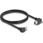 Delock USB 5 Gbps kábel A-típusú USB apa 90 -ban lefelé hajlított   B-típusú USB apa csavarral 90 -ban jobbra hajlított