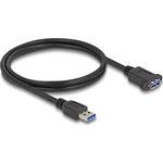 Delock USB 5 Gbps kábel A-típusú USB apa   A-típusú USB anya installációhoz 1 m, fekete