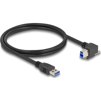 Delock USB 5 Gbps kábel A-típusú USB apa egyenes   B-típusú USB apa csavarral 90 -ban jobbra hajlított 1 m fekete