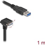 Delock USB 5 Gbps kábel A-típusú USB apa egyenes   Mikro-B-típusú USB apa 90 -ban lefelé fordított 18 mm-es csavar távol