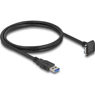 Delock USB 5 Gbps kábel A-típusú USB apa egyenes   Mikro-B-típusú USB apa 90 -ban lefelé fordított 18 mm-es csavar távol