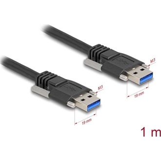 Delock USB 5 Gbps kábel A-típusú apa - A-típusú apa 19 mm-es csavar távolsággal / M3-as csavarok 1 m, fekete