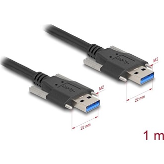 Delock USB 5 Gbps kábel A-típusú apa - A-típusú apa 22 mm-es csavar távolsággal 1 m, fekete