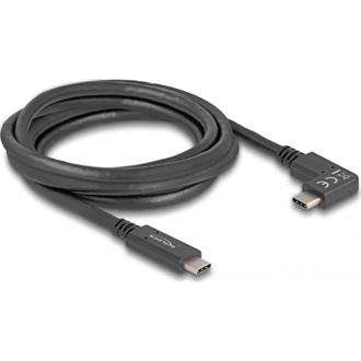 Delock USB-C -> USB-C M/M adatkábel 2m fekete 90°/egyenes