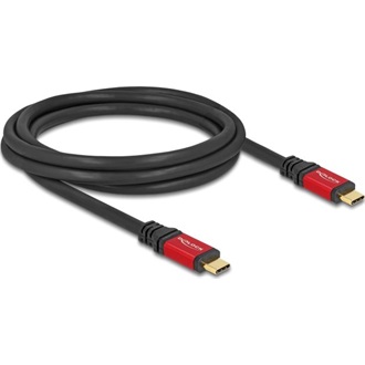 Delock USB 5 Gbps kábel USB Type-C  apa - apa PD 3.0 100 W E-Marker 2 m piros fém